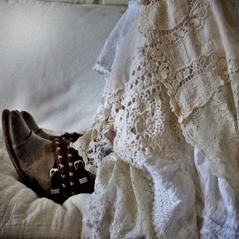 Bohemian Maxi Skirt in Cream Lace